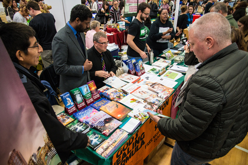 Exhibitors and attendees at Veg Food Fest