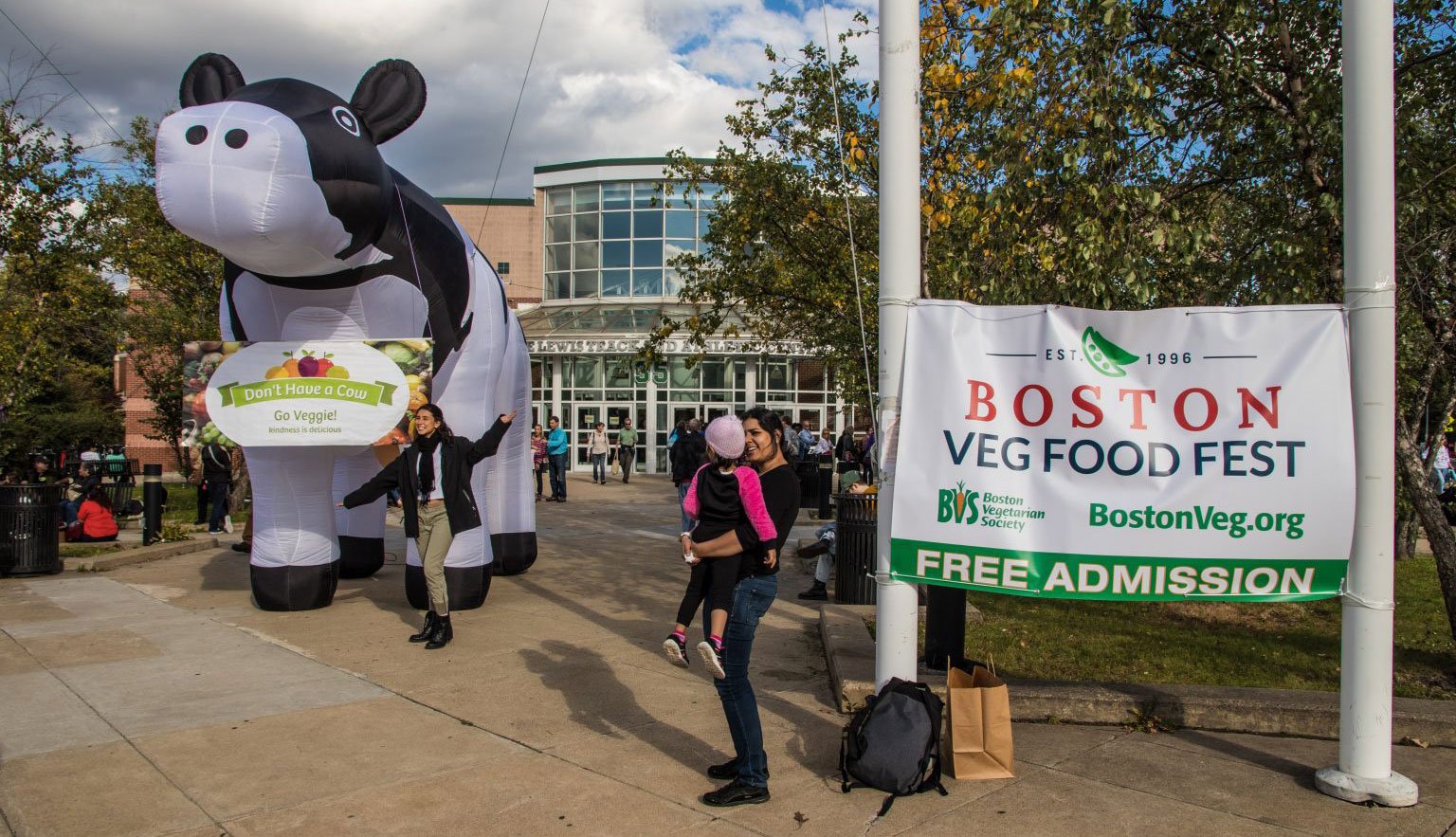 giant inflatable cow at the entrance to the Reggie Lewis Center for Food Fest