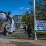 entrance to Boston Veg Food Fest 2018 with giant inflatable cow