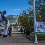 entrance to Boston Veg Food Fest 2018 with giant inflatable cow
